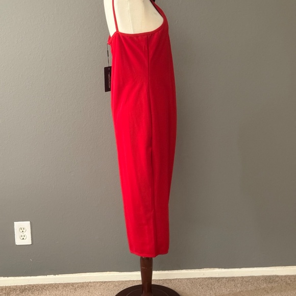 Pretty Little Thing Midi Red Dress Plus Sz 16 NWT Sexy Cocktail Christmas - Picture 7 of 8